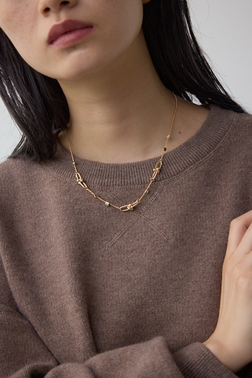 Uチェーンラインストーンネックレス
