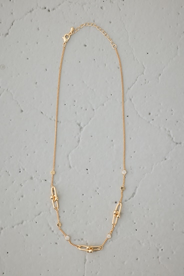 Uチェーンラインストーンネックレス 詳細画像