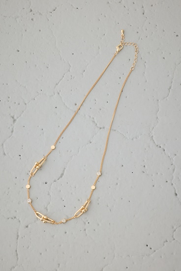 Uチェーンラインストーンネックレス 詳細画像