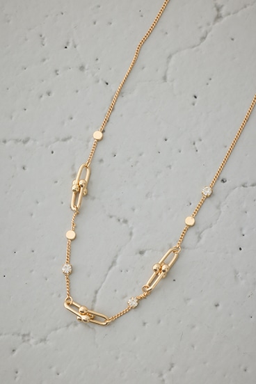 Uチェーンラインストーンネックレス 詳細画像