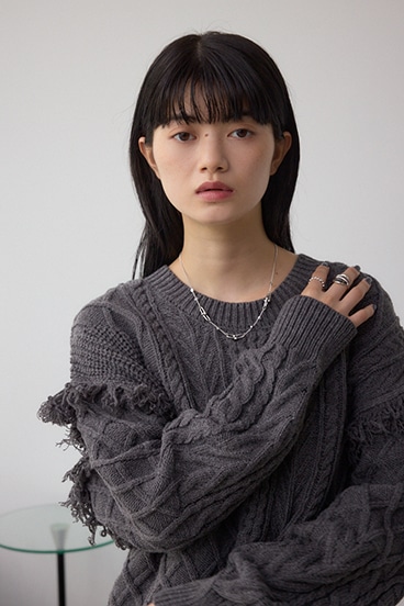 Uチェーンラインストーンネックレス 詳細画像