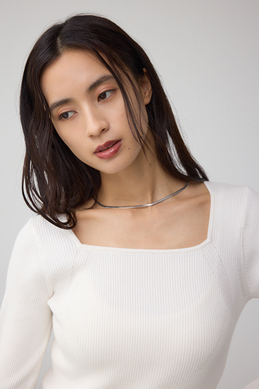 VENUSスクエアネックリブニット 詳細画像