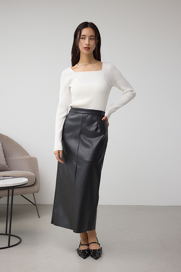 VENUSスクエアネックリブニット 詳細画像