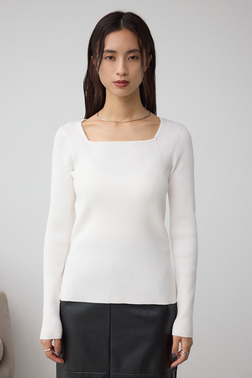 VENUSスクエアネックリブニット 詳細画像