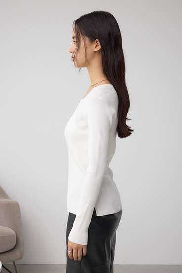 VENUSスクエアネックリブニット 詳細画像