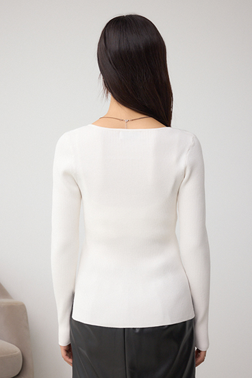 VENUSスクエアネックリブニット 詳細画像