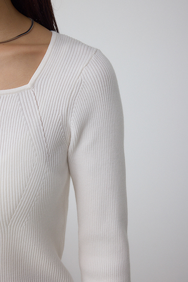 VENUSスクエアネックリブニット 詳細画像