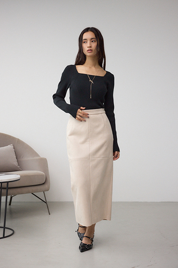 VENUSスクエアネックリブニット 詳細画像