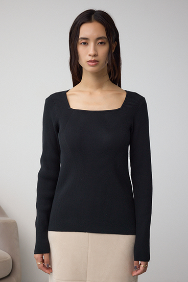 VENUSスクエアネックリブニット 詳細画像