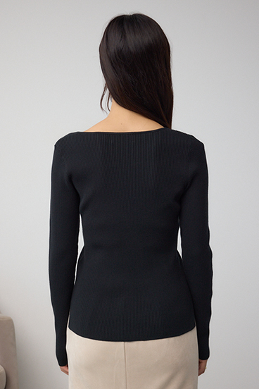 VENUSスクエアネックリブニット 詳細画像