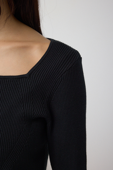 VENUSスクエアネックリブニット 詳細画像