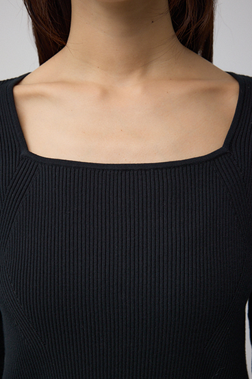 VENUSスクエアネックリブニット 詳細画像