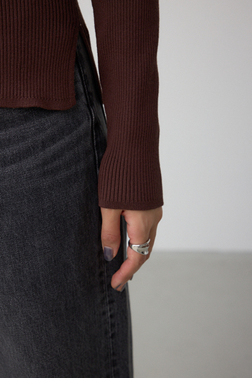 VENUSスクエアネックリブニット 詳細画像