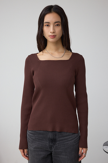 VENUSスクエアネックリブニット 詳細画像