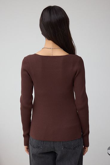 VENUSスクエアネックリブニット 詳細画像