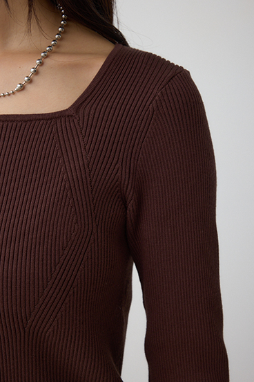 VENUSスクエアネックリブニット 詳細画像