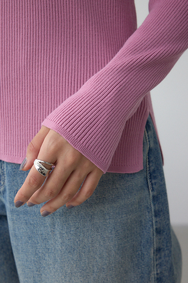 VENUSスクエアネックリブニット 詳細画像