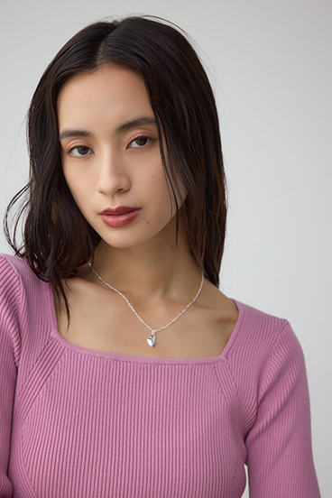 VENUSスクエアネックリブニット 詳細画像