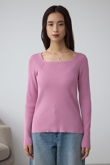 VENUSスクエアネックリブニット 詳細画像