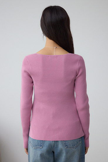 VENUSスクエアネックリブニット 詳細画像