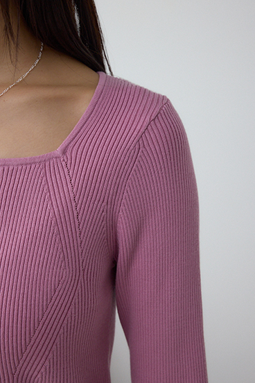 VENUSスクエアネックリブニット 詳細画像