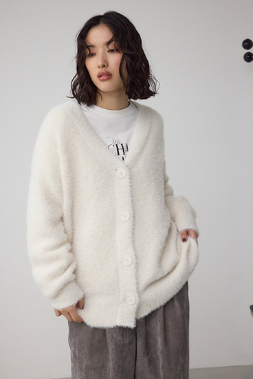 モヘヤライクニットカーディガン 詳細画像
