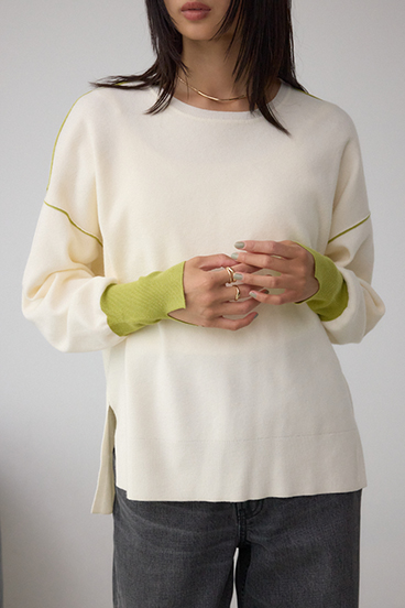 バイカラーカフニット