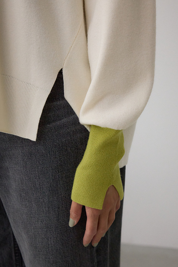 バイカラーカフニット 詳細画像