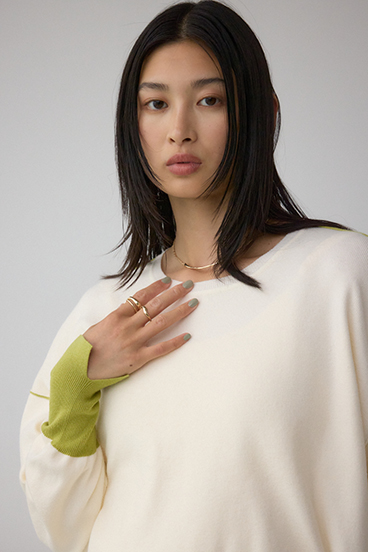 バイカラーカフニット 詳細画像