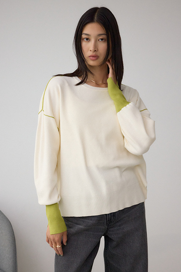 バイカラーカフニット 詳細画像