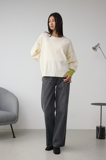 バイカラーカフニット 詳細画像