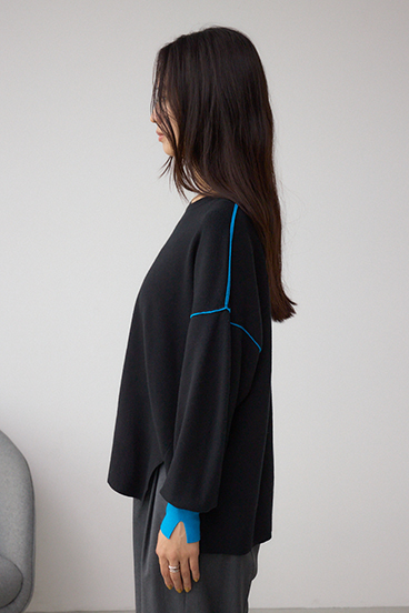 バイカラーカフニット 詳細画像