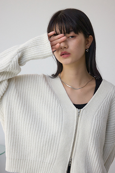 WZIPベロアラメモールカーデ