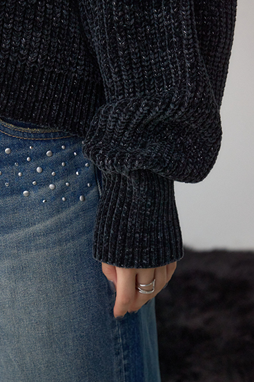 WZIPベロアラメモールカーデ 詳細画像