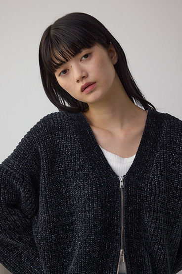 WZIPベロアラメモールカーデ