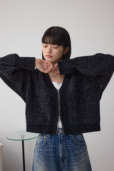 WZIPベロアラメモールカーデ 詳細画像