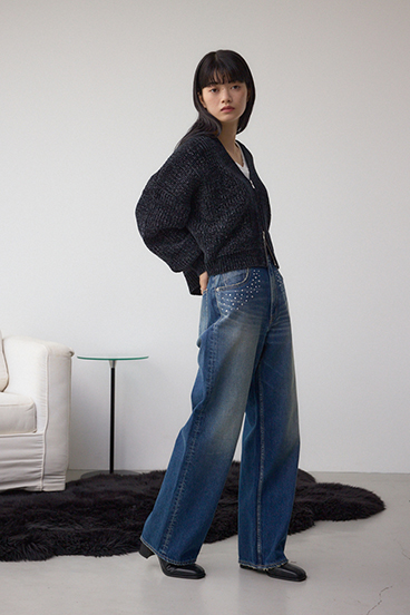 WZIPベロアラメモールカーデ 詳細画像