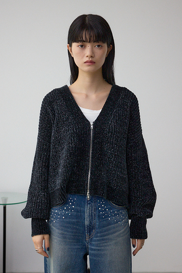 WZIPベロアラメモールカーデ 詳細画像