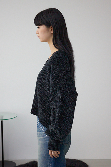 WZIPベロアラメモールカーデ 詳細画像