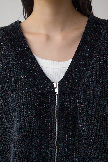 WZIPベロアラメモールカーデ 詳細画像