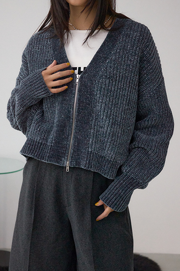 WZIPベロアラメモールカーデ