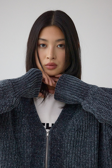 WZIPベロアラメモールカーデ