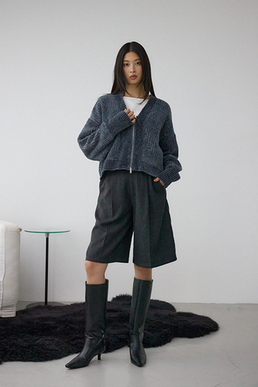 WZIPベロアラメモールカーデ 詳細画像