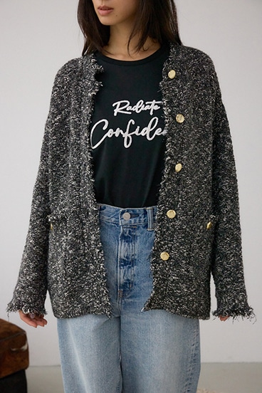 ツイードライクニットカーディガン 詳細画像