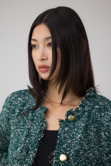 ツイードライクニットカーディガン