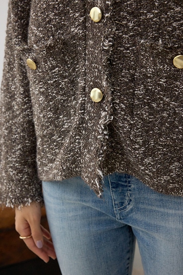 ツイードライクニットカーディガン 詳細画像