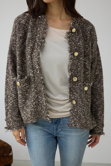 ツイードライクニットカーディガン 詳細画像