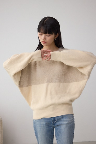 シャギー切替ドルマンニット 詳細画像