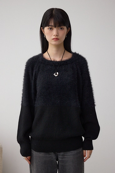 シャギー切替ドルマンニット 詳細画像