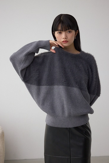 シャギー切替ドルマンニット 詳細画像